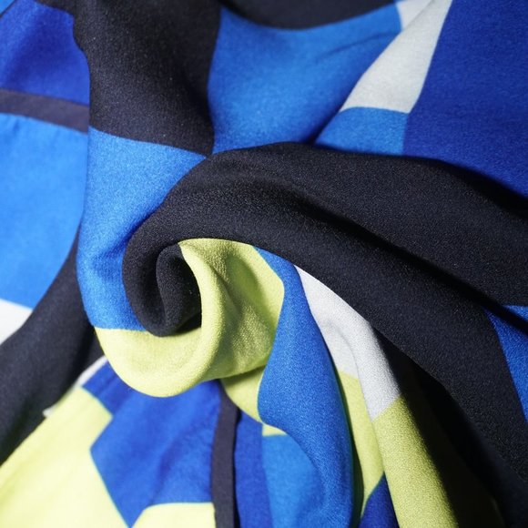 Milly Avant-Garde Geometric Op-Art Cubist Colorblock Wrap Mini Sheer Dress NWT 4 - Picture 11 of 11